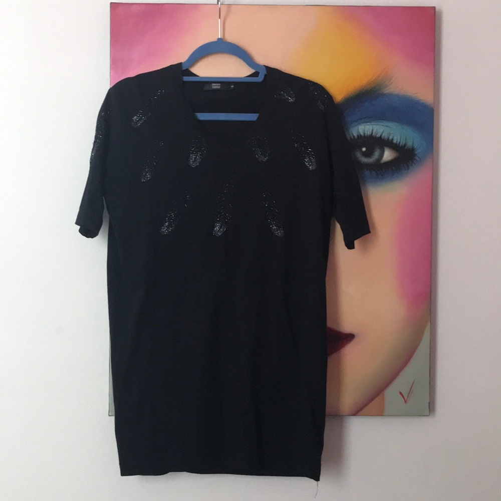 Markus Lupfer Black Beaded top/tunic/mini-dress
